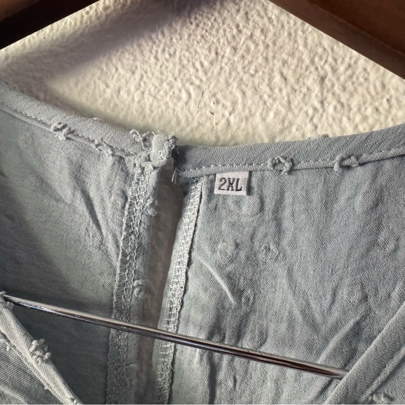 Trendy Chic Powder Blue Flowy Casual Short Sleeve Summer Top 2XL - Picture 9 of 14